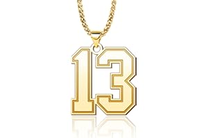 LuxglitterLin Jersey Football Number 0-99 Chain Necklace 18K Gold Plated Sport Number 25mm High Pendant Jewelry for Men Boy Sport Fans Christmas Cuban Chain