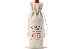 YUANHAO 65th Birthday Gifts for Women Men, 65th Birthday Wine Bag, Pairs Well With Turning 65th Wine Bag