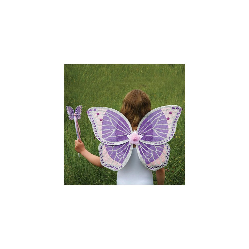 amscan PWWST Glitter Jewel Wing and Wand Accessory Set-Purple, Unisex Children, Multi-Coloured