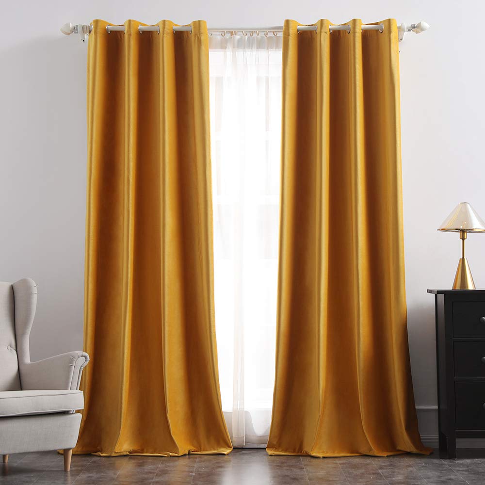 MIULEE 2 Panels Soft Thermal Blackout Curtain, Temperature Gifts, Eyelets, Elegant Decoration for Bedroom, Living Room, 140 x 160 cm, Orange