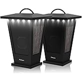 pohopa Bluetooth Speakers Waterproof, 2 Packs True Wireless Stereo Sound 20W Dual Pairing Lantern Indoor Outdoor Speakers with 20 Piece LED Lights, Rich Bass, Pinao Black