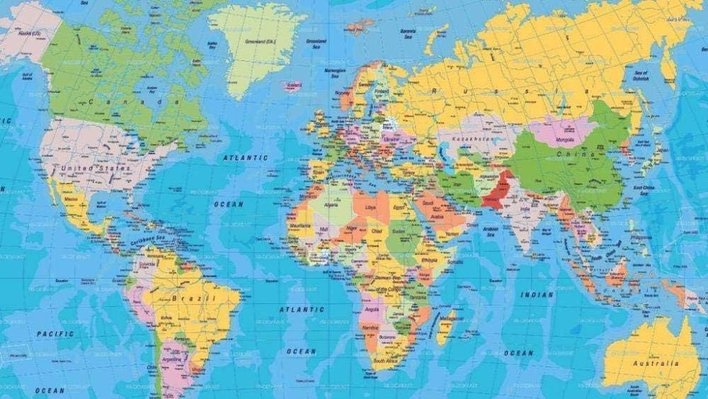 WYBFLF Adult Jigsaw Puzzle 1000 Piece Wooden Puzzle Standard World Map for Tee gers and Adults Very Good Educatio l Game