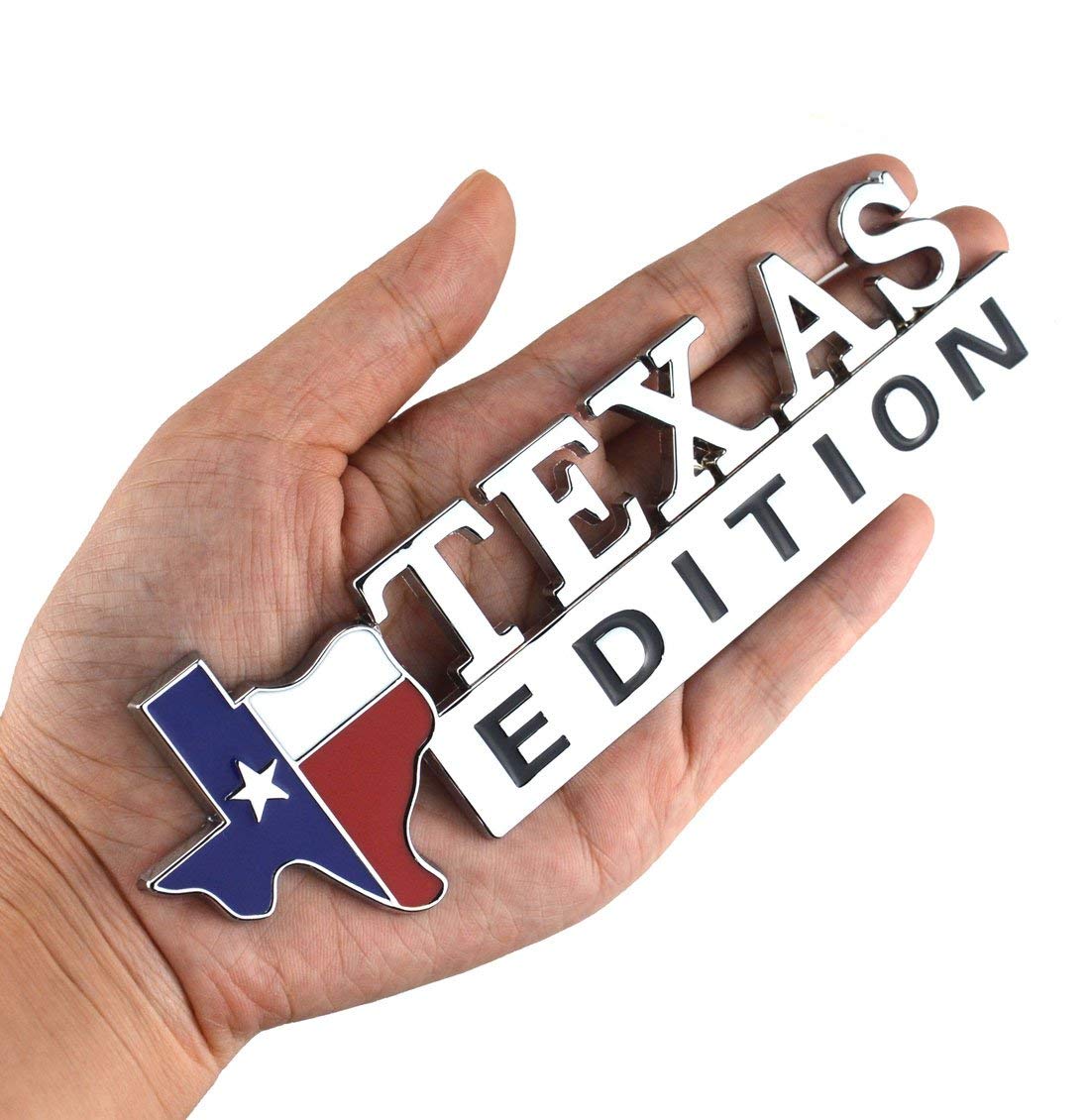 Photo 1 of 1x Metal Chrome Texas Edition Star Sate Flag Emblem Fender Side Door Sticker (Chrome)