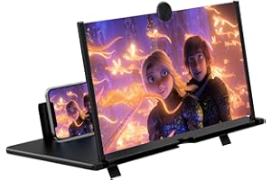 TENLARY 12" Screen Magnifier for Cell Phone – 3D HD Magnifing Screen Enlarger Projector for Movies Videos and Gaming – Foldable Phone Stand Holder with Screen Amplifier–Compatible with All Smartphones