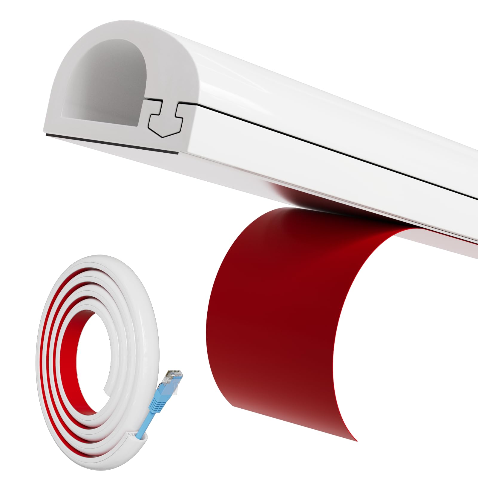 Photo 1 of 39" Side Open One Cord Hider (<1/4") for Wall Mounted Tv,Silicone Flexible Cable Cover to Hide Conceal Cords Along Wall,Wire Raceway Management Cable Concealer Channel,Electric Cord Organizer,White
