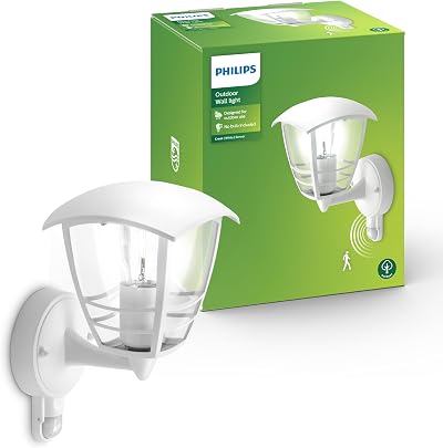 Philips Creek Outdoor Wall Light IP44 Motion Sensor Aluminium White