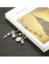 Hanpabum - 5 anillos de ombligo de acero inoxidable de 0.49 oz para mujeres y niñas