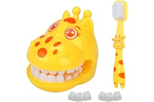 Ceonam Cartoon Giraffe Early Education Dental Toy Set - Cute Interactive Teeth Model with Toothbrush for Teaching Brushing, Toothbrushing Trainer, Teeth Development Tool for Baby Toddler Kids