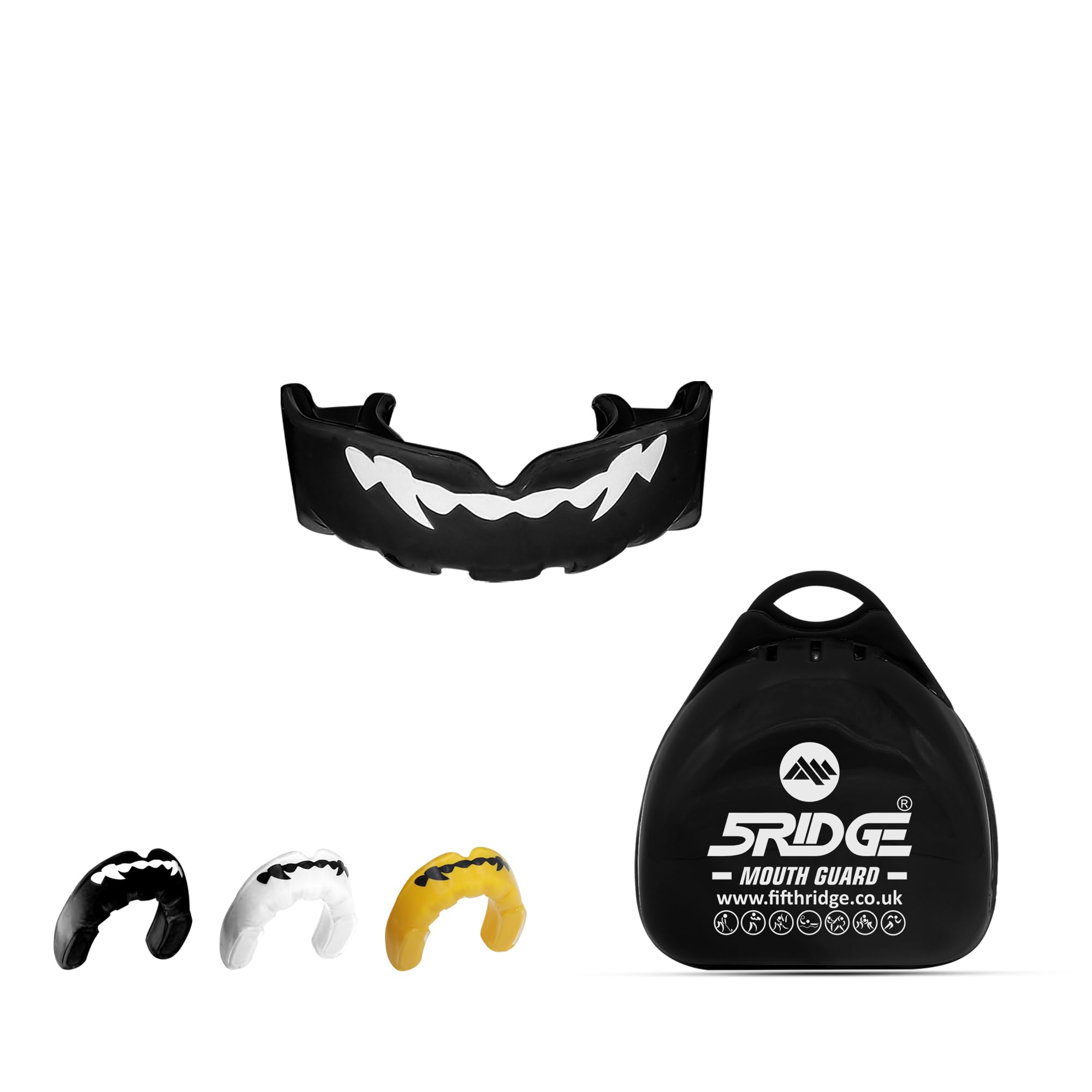 Mouthguard Slim Fit, Junior Gum Shield with Case for Youth Adult for School Combat Sports, MMA, Rugby, Judo, Karate, Hockey, Soccer, MMA Boxing, Martial Arts, Basketball (Black, Adult)