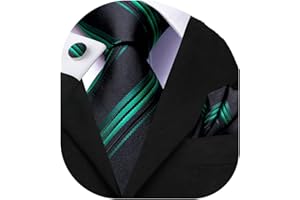 Dubulle Mens Paisley Striped Tie Silk Mens Necktie and PocketSquare Cufflinks Set Wedding Fomral Party