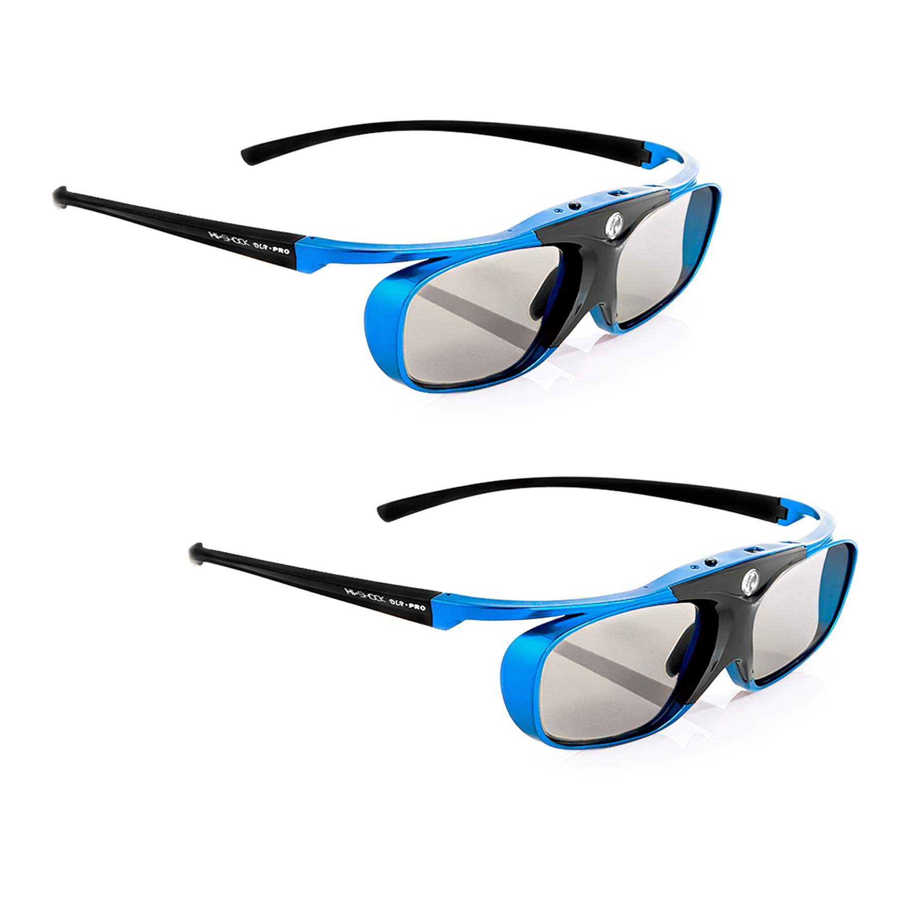2 x Hi-SHOCK DLP Pro Blue Heaven DLP Link 3D Glasses for 3D DLP Projectors from Acer, BenQ, Largo, Optoma, Viewsonic, LG [Shutter Glasses | 96-144 Hz | Rechargeable | 32g | DLP Link | Blue]
