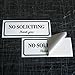 LK Factory No Soliciting Sign - 2” x 5” Self Adhesive Black on White Vinyl Sticker for Outdoor & Indoor Use - High Quality UV Stable Home & Business Decal