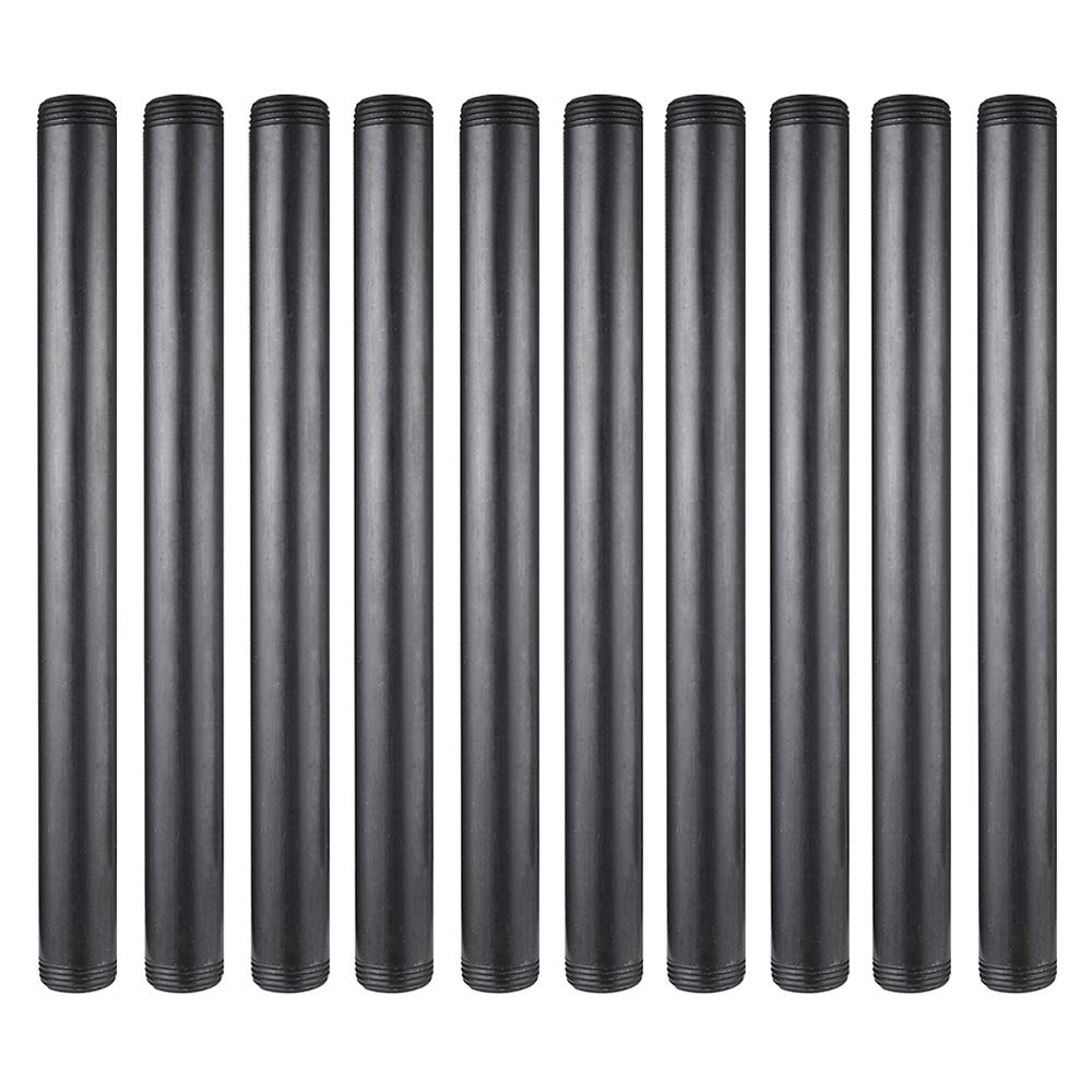 Photo 1 of Niubid 10 Pack 1 Inches x 14 Inches Black Malleable Steel Nipples Fitting, DIY Steampunk Industrial Vintage Style.