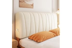CXLT Baby Velvet Bed Headboard Slipcover Queen King Full Twin, Bed Headboard Cover Cotton Filling Short Plush Upholstered Stretch Bed Head Cover for Bedroom Décor Head Board Protector(100cm,Cream White)