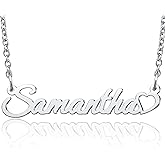 YSAHan Personalized Name Necklace with Little Heart Customized Initial Nameplate Jewelry Christmas Gift for Samantha Adjustable Chain