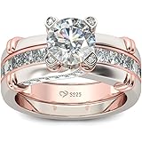 JEULIA Diamond Band Rings for Women cz Sterling Silver Interchangeable Ring Sets Wedding Engagement Anniversary Promise Ring 