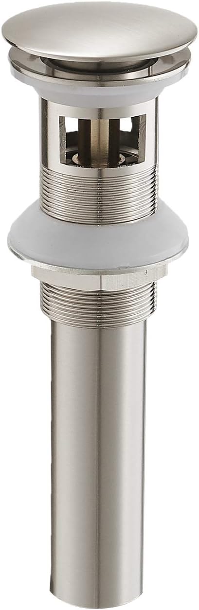 Greenspring Bathroom Sink Drain with Overflow Bathroom Faucet Vanity Sink Drain Stopper with Overflow Brushed Nickel Fits Bathroom Standard Sink Hole 1-1/2" to 1-3/4": Home & Kitchen