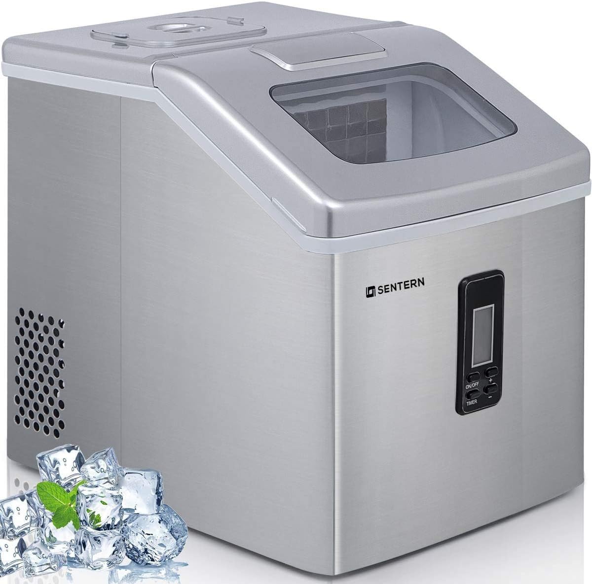 Ice Maker Machine Countertop, 40Lbs/24H Portable Compact Ice Cube Maker with Ice Scoop And Basket Perfect For Your Home