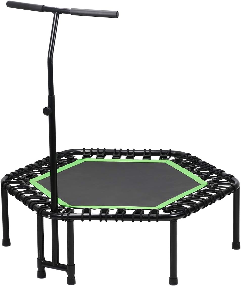 PILIN Indoor/Outdoor Fitness Mini Hexagon Trampoline with Adjustable Handlebar for Children and Adults