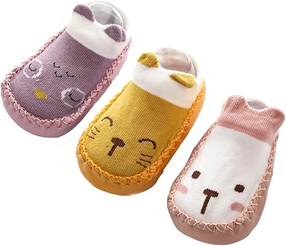 Happy Cherry 3 Paires Chaussons Bebe Enfant Unisexe Chaussettes Antiderapant Chaussons Anti Glisse Chaussures Chaussons Banistreet Com