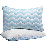 Dreamara Cooling Bed Pillows Queen Size Set of 2 – Adjustable Loft Shredded Memory Foam Pillows for Side, Back & Stomach Sleepers, Supportive & Breathable for Hot Sleepers (Blue)