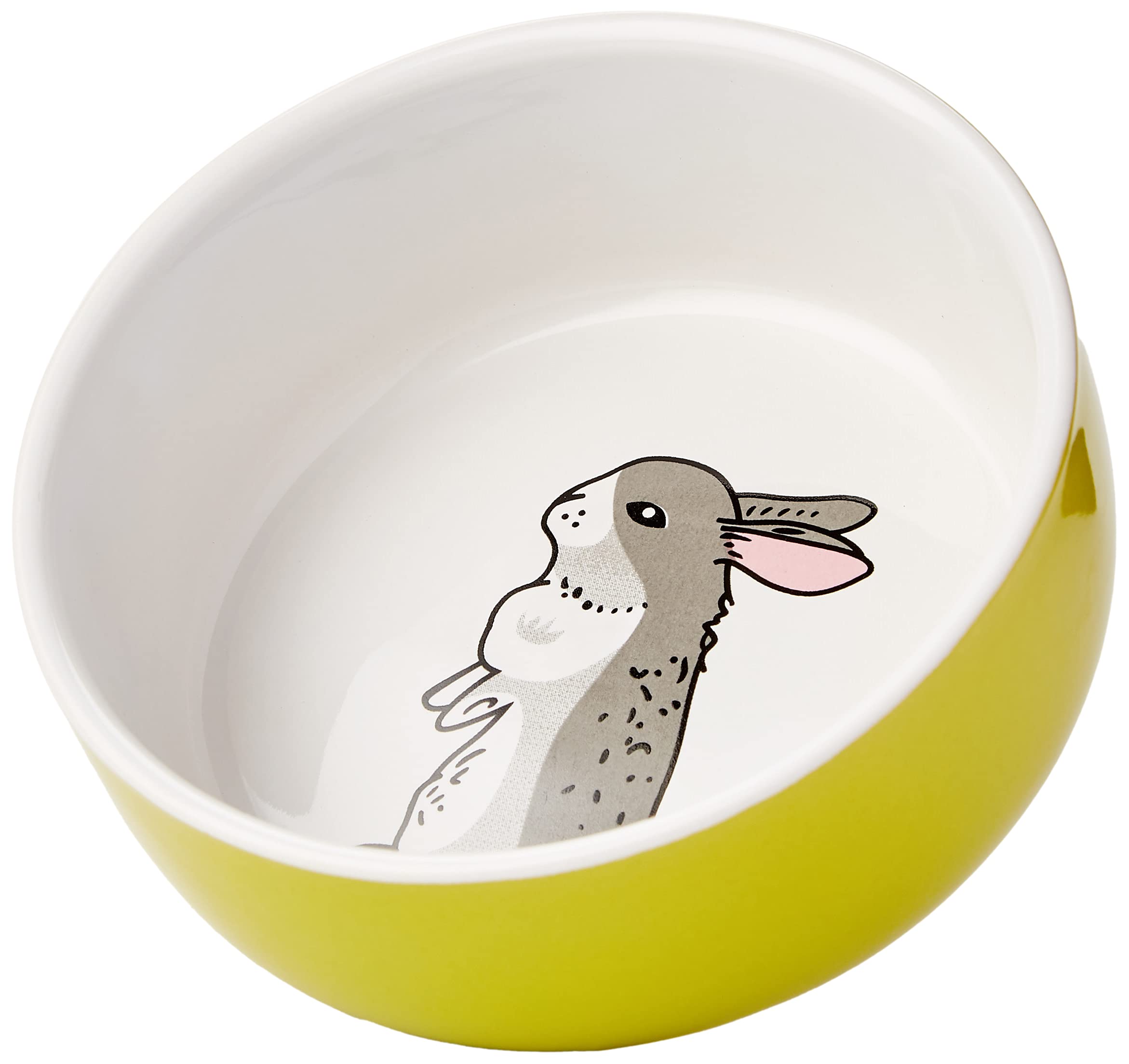 Nobby Rodent Ceramic Bowl Rabbit Green/White Diameter 11 cm x 4.5 cm Pack of 1