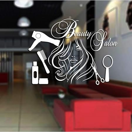 ljmljm Adhesivo de Puerta de Vidrio para salón de Belleza, Blanco ...