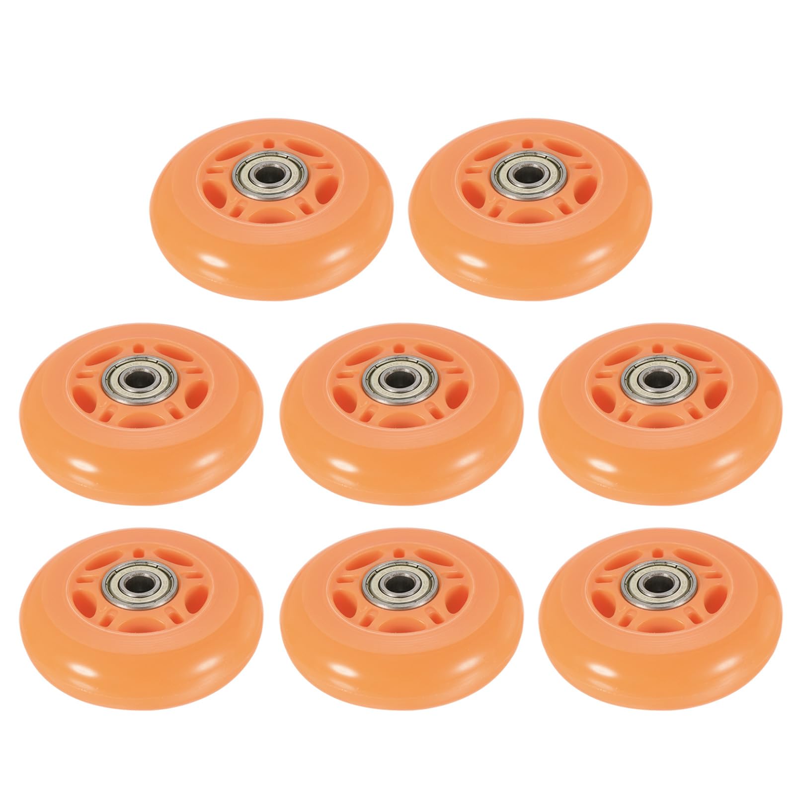 M METERXITY 8 Pack PU Skate Wheels - Inline Skate PU Wheels with Bearing, Apply to Roller Skating/Outdoor Sports (24 x 70mm, Orange)