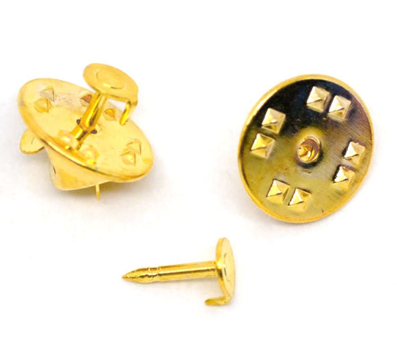 100 x Gold Plated Colour Tie Tac (Tack) Pin Flat Pad and Tie Squeeze Clutch for Many Crafts
