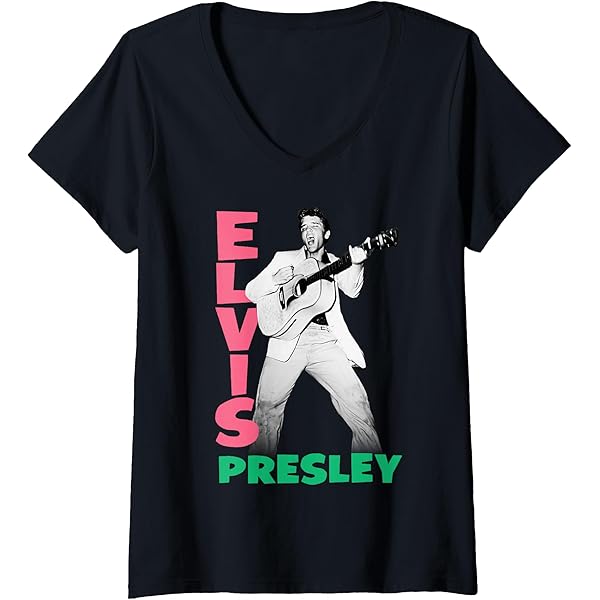 Amazon.com: Womens Elvis Presley Official Retro V-Neck T
