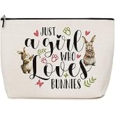 Bunny Cosmetic Bag Just A Girl Who Loves Bunnies Bunny Bag Animal Lover Gift Bunny Lover Gift for Women Birthday Gifts for Rabbit Pet Lovers Women Daughter Niece Sisters Friends