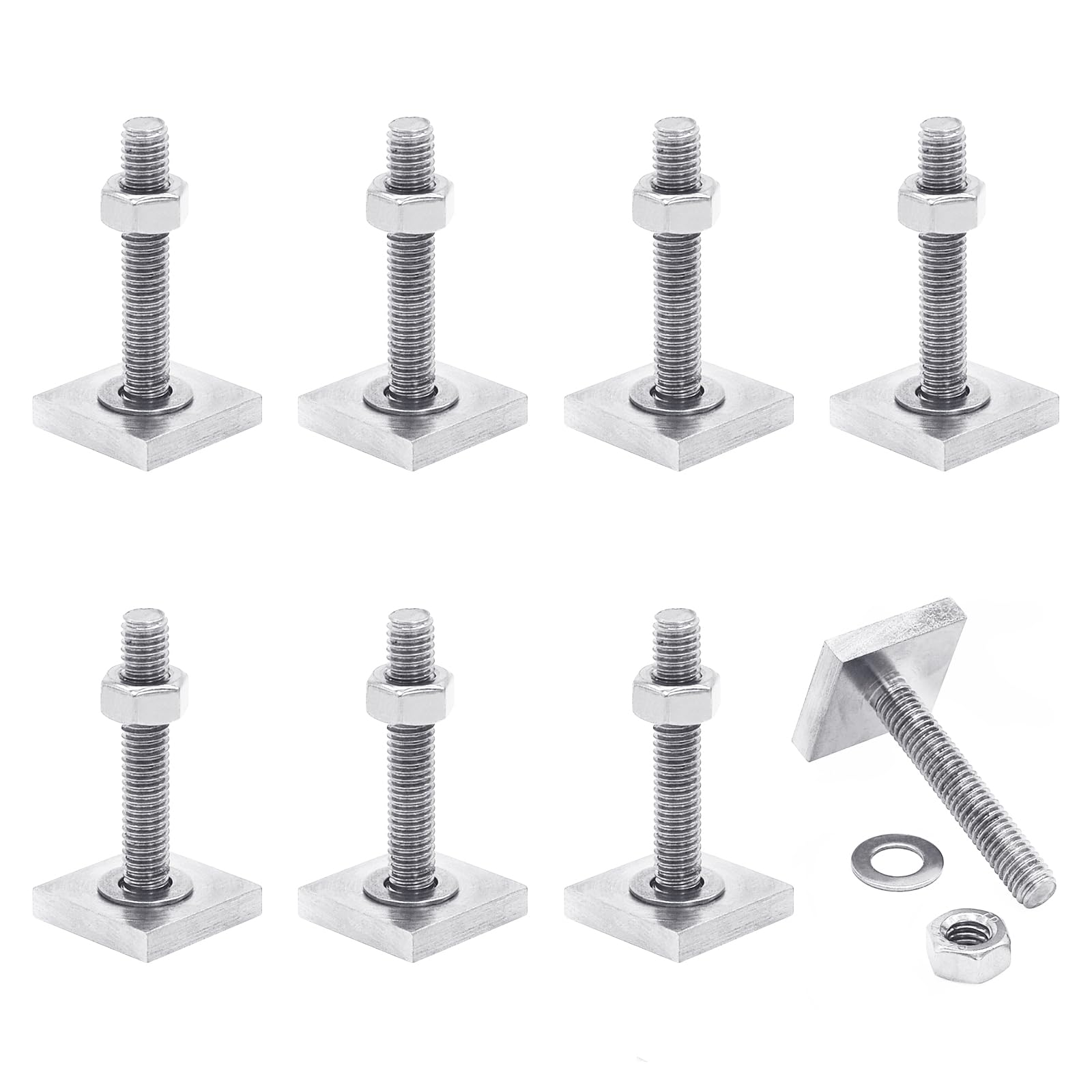 JJWNMLL T track bolts 8 pcs - roof rack bolts M6 x 35 mm with nut washer 20x20mm square sliding blocks for roof rack rail carrier — image 1