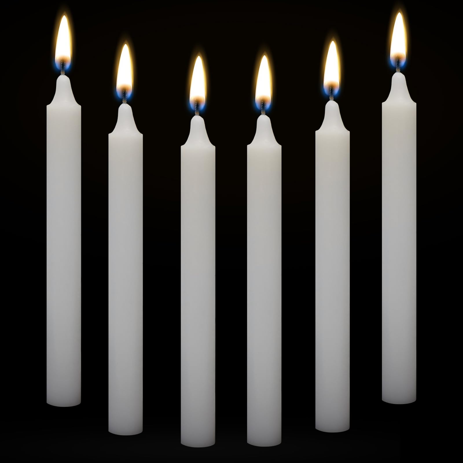 White Dinner Candles 6 Pack – 8 Inch Long Candles with 6 Hours’ Burn Time Non-Scented Long Pillar Candles for Dinning Table