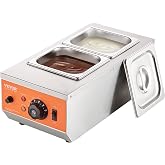 VEVOR Chocolate Tempering Machine, 9 Lbs 2 Tanks Chocolate Melting Pot TEMP Control 86~185℉, 1500W Stainless Steel Electric Commercial Food Warmer For Chocolate/Milk/Cream Melting and Heating