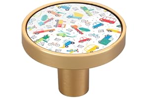 HOYYU Kids Truck Car Cabinet Knobs 4 Pack Cute Airplane Drawer Dresser Furniture Pulls Kitchen Bathroom Hardware Closet Cupboard Door Round Handles with Screws Wall Hooks Decorative