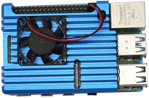 Protective Armor - Carcasa con ventilador para Raspberry Pi 4 (aleación de aluminio), Azul