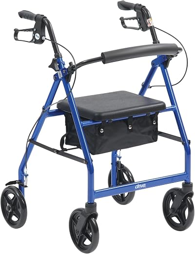 Drive DeVilbiss R6 Blue Aluminium Rollator with Padded Seat 135kg