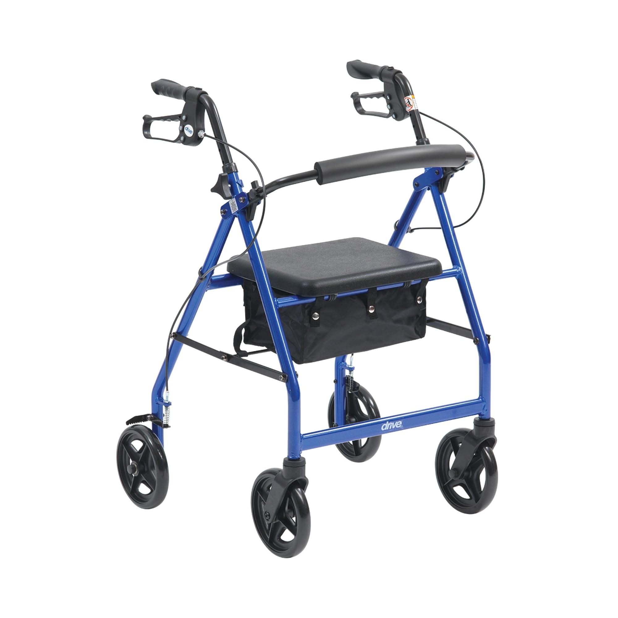 Drive Devilbiss R6 Blue Aluminium Rollator with Padded Seat and Vinyl Underseat Bag