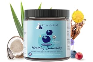 kin+kind Natural Cranberry Supplement Powder for Dogs&Cats - Boost Healthy Immunity and Bladder Support with Organic Formula - Organic Cranberry, Blueberry and Coconut - Large 8 oz - Made in USA