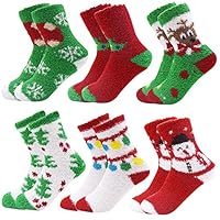 October Elf 6 Pairs Adult Christmas Holiday Socks Warm Winter Cozy Socks (One size, Mix)