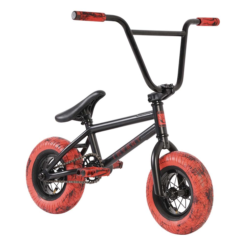 Invert IVS Mini BMX Bike, Top-Load Stem, Fixed Saddle, Lightweight Hi-Tensile Steel Frame, Freestyle BMX with Custom Marble Tires for Kids Aged 6 and Up Supports 220 lbs