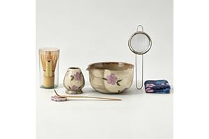 ChaseWind Matcha Whisk Set, 7Pcs Matcha Set with Hand-Painted Ceramic Matcha Bowl, Matcha Whisk and Holder, Scoop and Rest, S