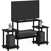 Furinno Turn-N-Tube No Tools Entertainment Center, Round, Square corner, Dark Walnut,11257DWN