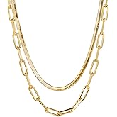 Statement Chains Set for Women – 3-Year Color Guarantee – Waterproof, Hypoallergenic, Gold PVD Coated – Layering Set for Beach, Weddings, Gifts – Includes 16” Snake & 18” Chunky Love Chains