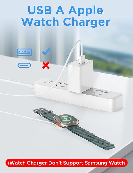 NEW UPGRADED FOR A PPLE WATCH CHARGER USB MAGNETIC IWATCH CHARGER PORTABLE FAST CHARGING CABLE COMPATIBLE WITH IWATCH ULTRA2 ULTRA/SERIES 9/8/7/6/SE/5/4/3/2/1-WHITE/1.5M