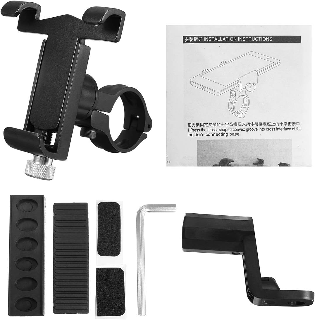 Alamor Universal Aluminum Bicycle Handlebar Motorcycle Rear View Mirror Phone Holder Mobile phone rotating stand - Black - Image 5