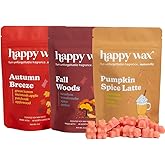 Happy Wax Fall Scented Soy Wax Melts 6oz Variety Pack - Fall Mix | Premium &amp; Natural, Non-Toxic and Pet-Safe Scented Soy Wax Melts - Features Pumpkin Spice Latte, Autumn Breeze, Fall Woods
