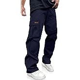 PLEPAN Men's Casual Cargo Pants Drawstring Hiking Workout Tactical Joggers Sweatpants for Men with Pockets