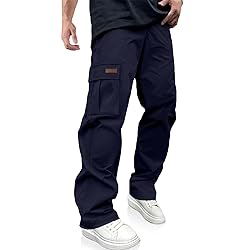 PLEPAN Men's Casual Cargo Pants Drawstring Hiking