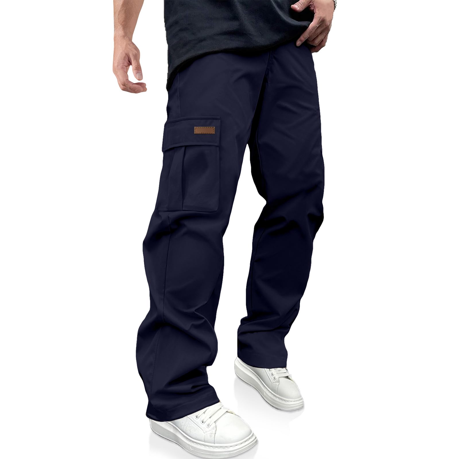 PLEPAN Men's Casual Cargo Pants Drawstring Hiking